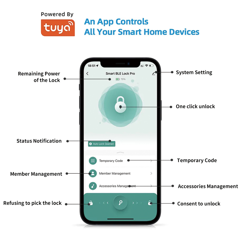 TYSH Tuya Smart Automatyczne z – Fingerprint Access Control Door recenzja i cena
